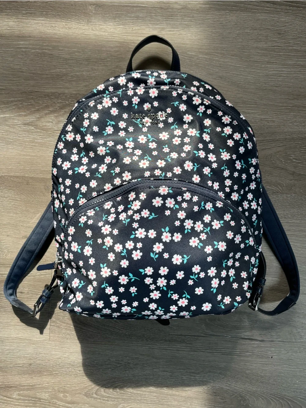 kate spade navy Floral Backpack with Pink & White Flowers